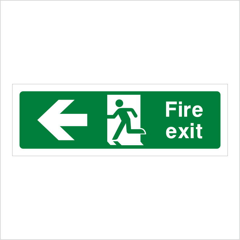 G002 Fire Exit Sign Arrow Left - Fire Escape Route Signs Clipart (790x790), Png Download
