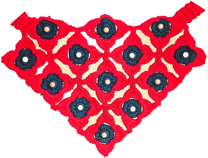 Red And Blue Floral Crochet Bandana - Floral Design Clipart (671x511), Png Download