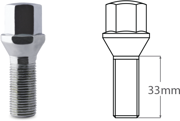 Acorn Lug Bolts Conical Seat 33mm - Wire Clipart (1008x1008), Png Download