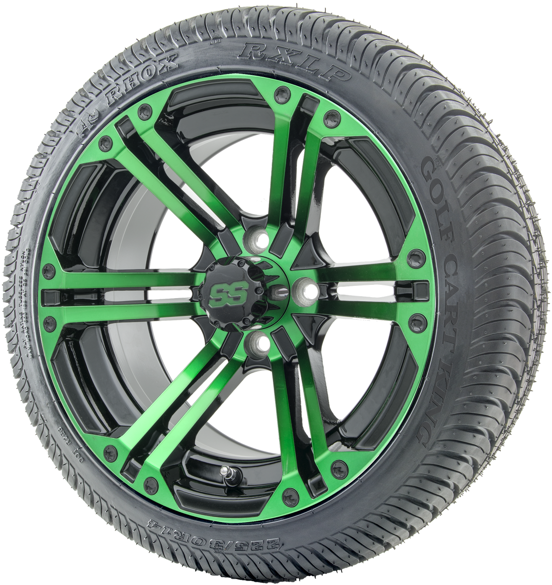 14" Rhox Rx354 Black And Green Wheels - Tread Clipart (1280x1280), Png Download