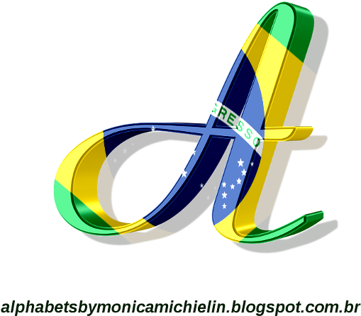 Bandeira Do Brasil Estilizada Nas Letras Do Alfabeto - Graphic Design Clipart (600x600), Png Download