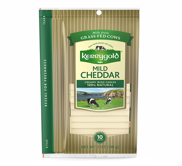 Mild Sliced Cheddar Cheese - Kerrygold Shredded Cheese Clipart (668x564), Png Download
