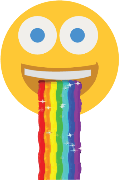10 Émojis Trop Cool Qui Devraient - Emoji With Rainbow Coming Out Of Mouth Clipart (490x693), Png Download