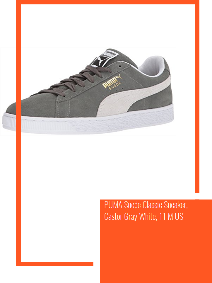 Puma Suede Classic Sneaker, Castor Gray White, 11 M - Castor Gray Puma White Clipart (724x966), Png Download