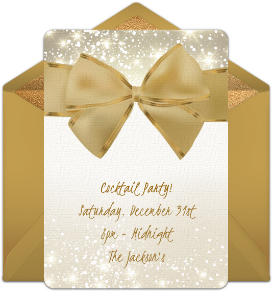 Gold Bow Online Invitation - Wrapping Paper Clipart (650x650), Png Download