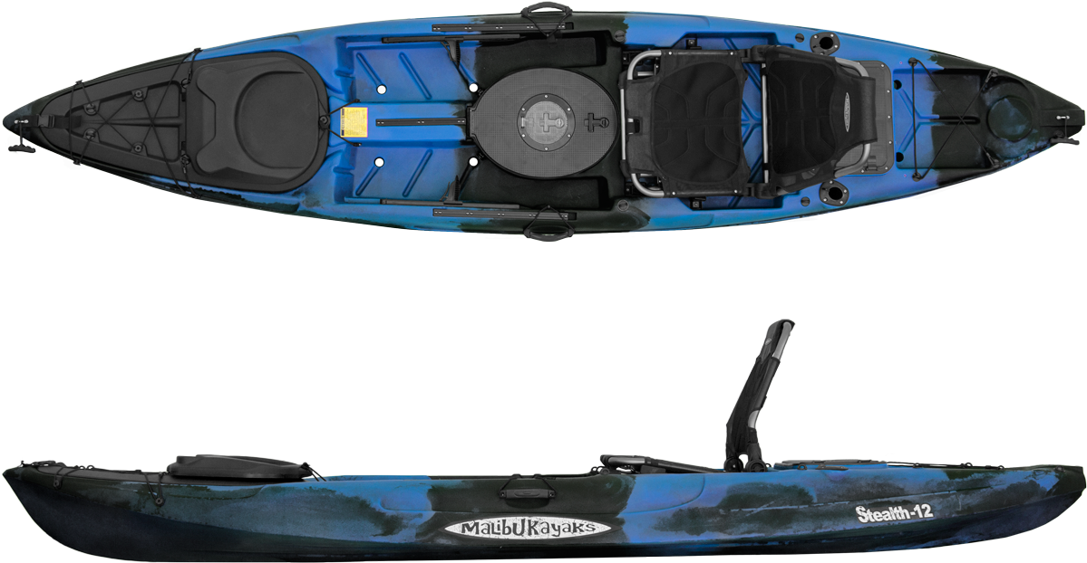 Stealth 12 Midnight Camo Sit On Top With X Seat Malibu - Malibu Kayaks Stealth 12 Clipart (1500x1000), Png Download