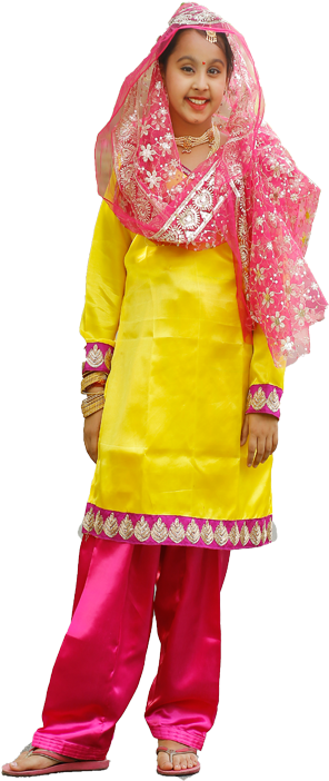 Punjabi-girl - Fancy Dress Competition Punjabi Girl Clipart (450x750), Png Download