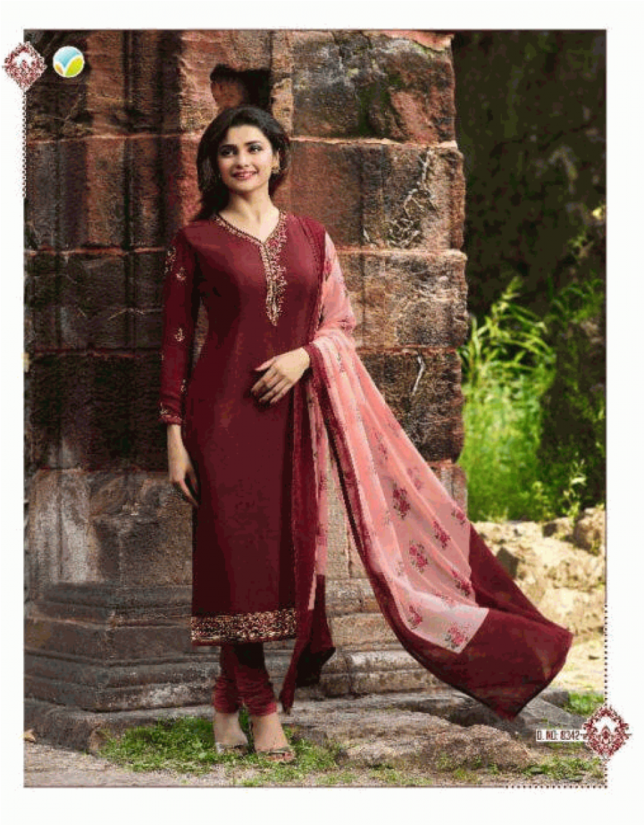 Maroon French Crepe Printed Salwar Kameez - Vinay Fashion Silkina Vol 18 Clipart (1200x1200), Png Download