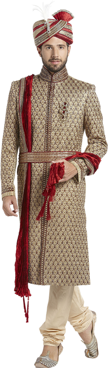 Manyavar Brown Embroidered Earthy Chipakan Sherwani - Sherwani For Men Png Clipart (960x1441), Png Download