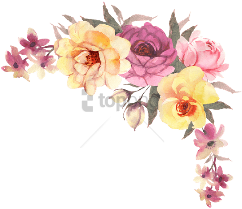 Free Png Transparent Watercolor Flowers Png Image With - Watercolor Flower Bouquet Transparent Clipart (850x735), Png Download