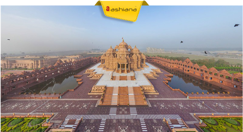 A Huge Structure Of Breathtaking Splendour, Akshardham - Akshardham Temple Er Water Show Clipart (902x471), Png Download