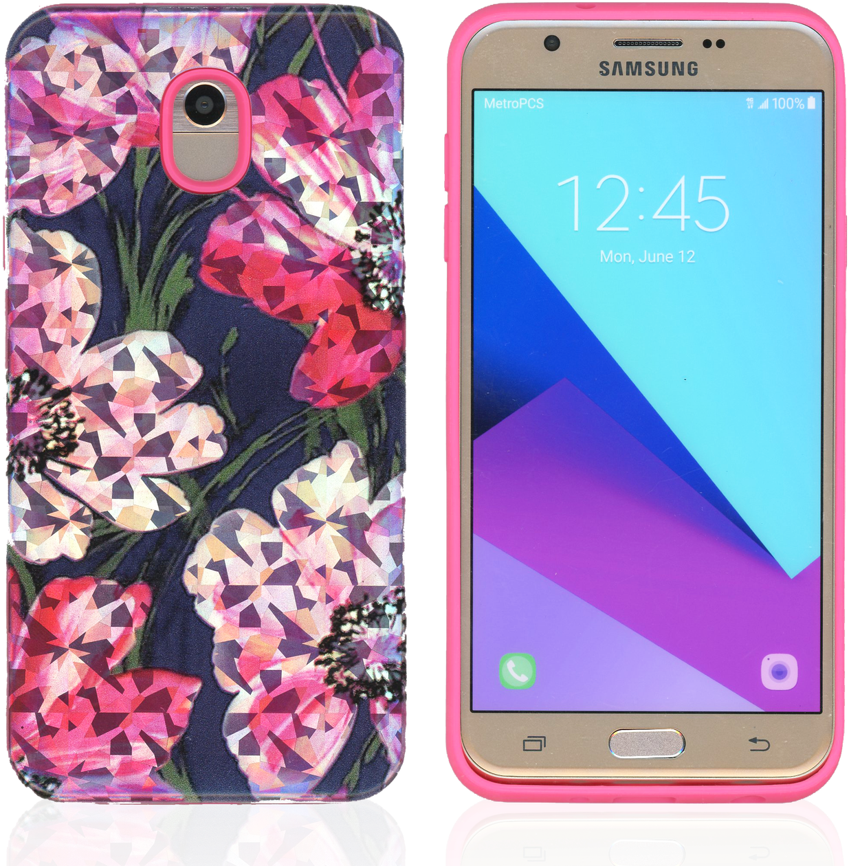 Samsung Galaxy J7 Mm Fancy Design Pink Flower - Smartphone Clipart (1276x1280), Png Download