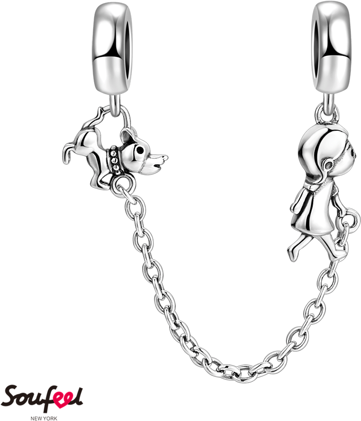 Walk With Dog Safety Chain 925 Sterling Silver - Necklace Clipart (1000x1000), Png Download