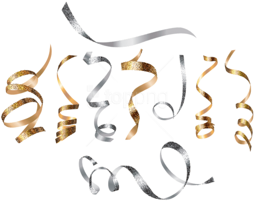 Curly Ribbon Png - Gold Curly Ribbon Png Clipart (850x671), Png Download