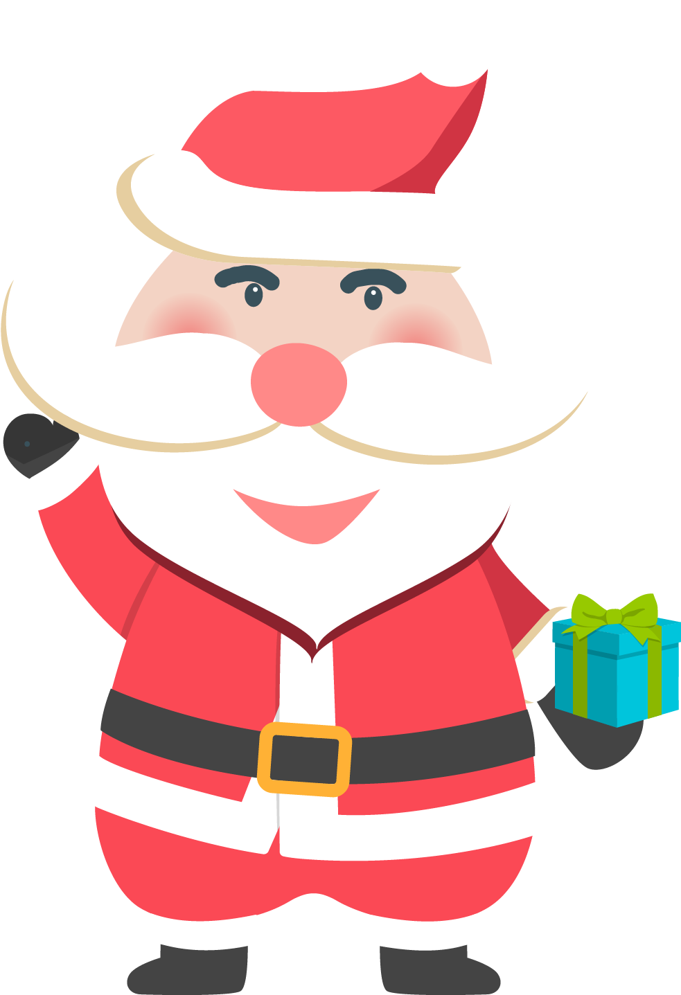 Christmas Santa Claus Gift Present Png And Vector Image - Cartoon Clipart (2000x2000), Png Download