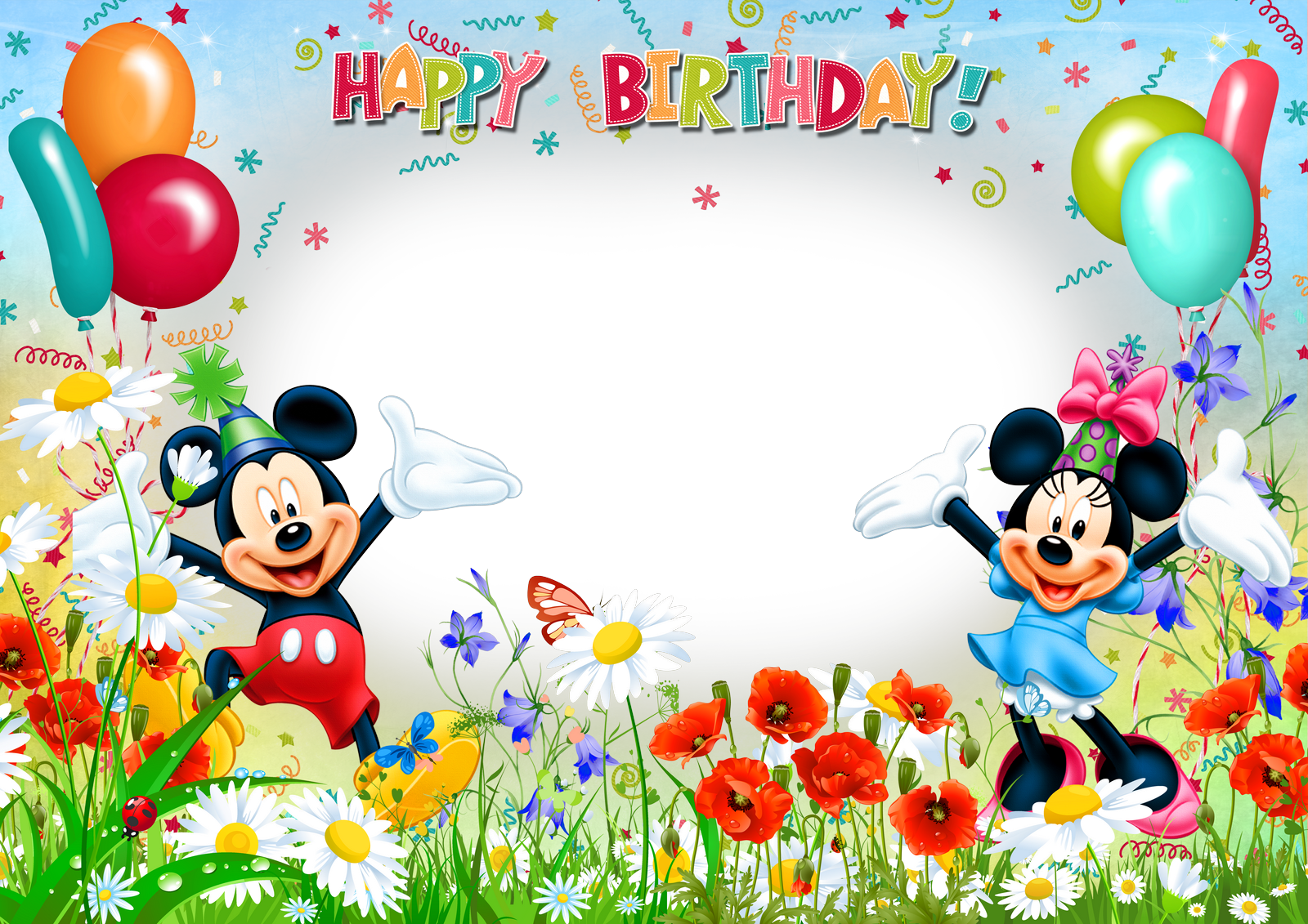 Scrapbook Titles, Girl Birthday, Happy Birthday Frame, - Feliz Cumpleaños Mickey Mouse Y Minnie Clipart (1600x1131), Png Download