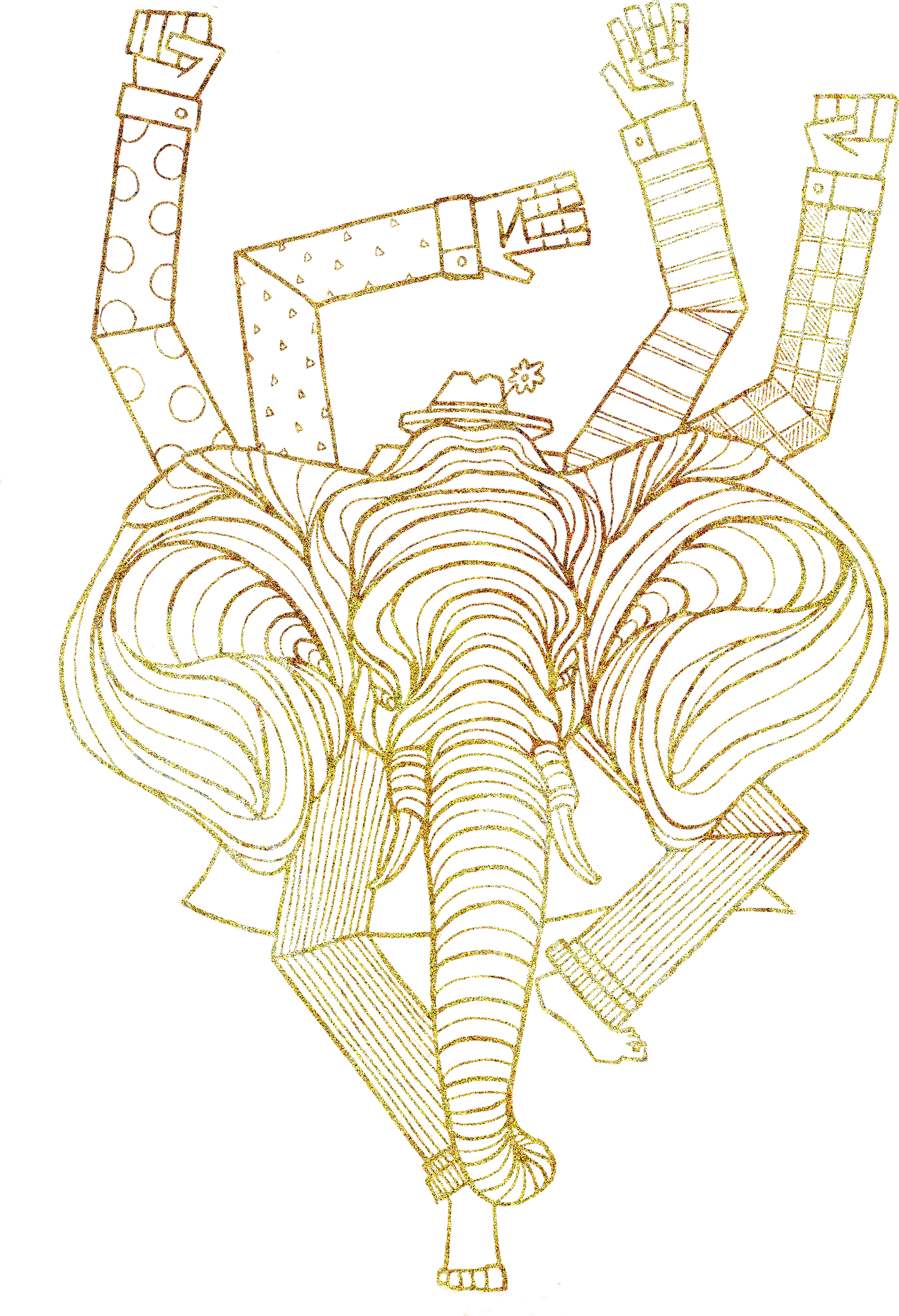 This Ganesha Inspired Elephant Captures Elements Of - Drawing Clipart (2400x3338), Png Download
