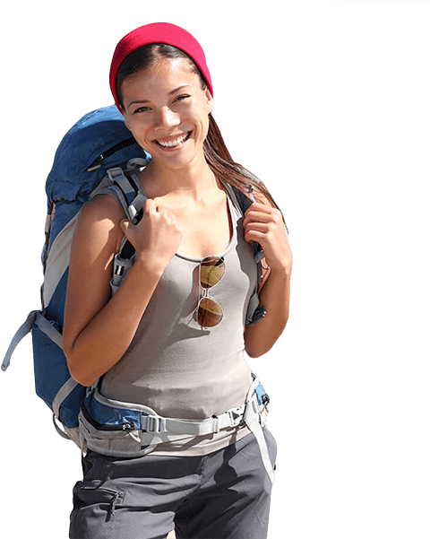 Backpacker Girl Ocean Beah Hotel - Backpacker Girls Png Clipart (600x600), Png Download