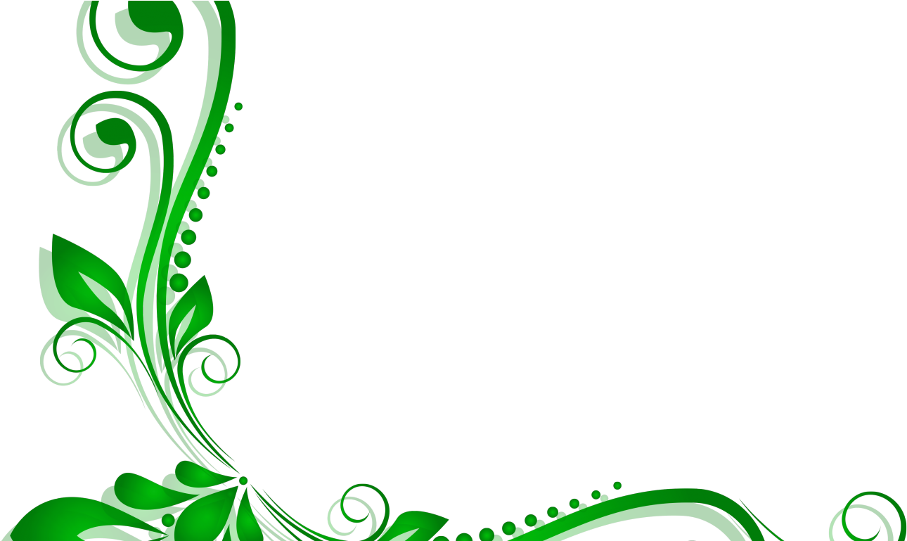Green Flower Border Png Clipart (1366x768), Png Download