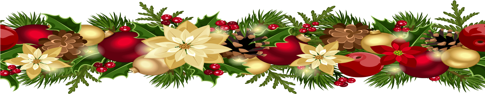 Merry Christmas - Transparent Christmas Garland Clipart - Png Download (1888x386), Png Download