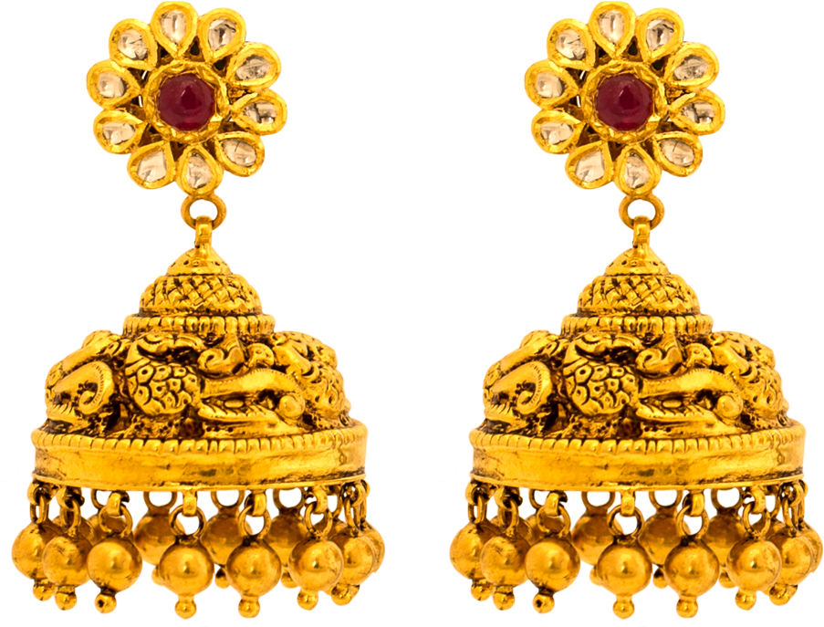 Earrings Collections South Indian Designs Buy For - Antique Temple Jewellery Earrings Clipart (1200x1200), Png Download