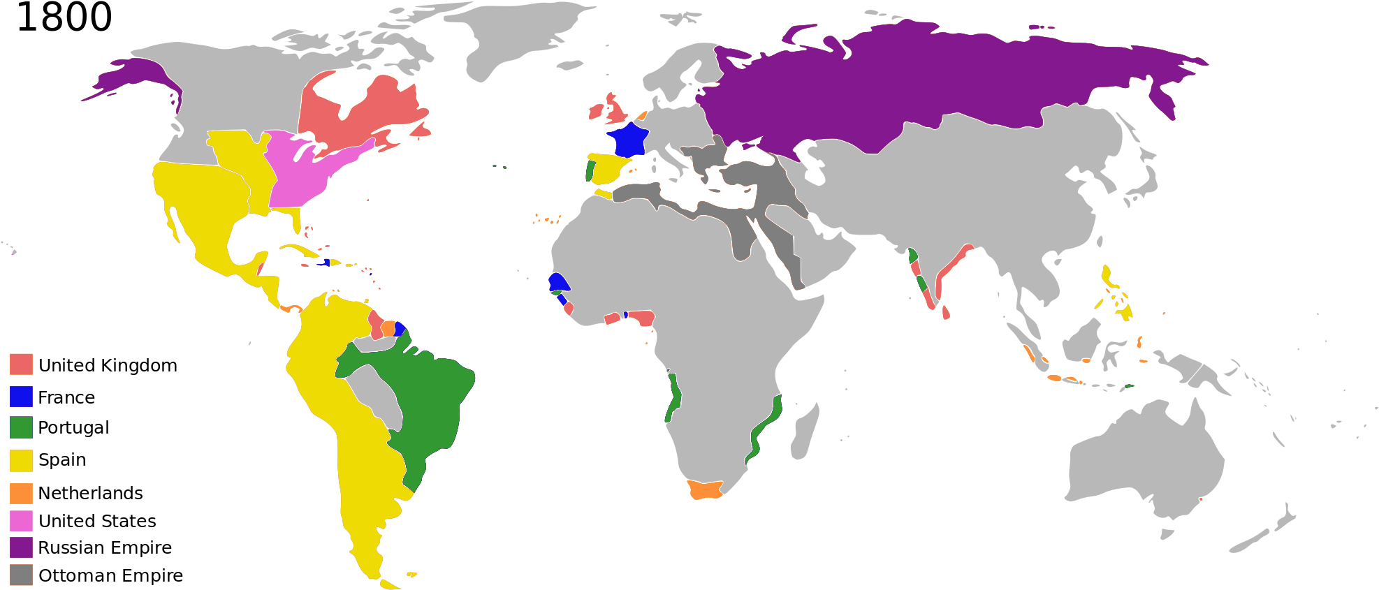 Colonial Empires In - Colonial Empires 1800 Clipart (2000x877), Png Download