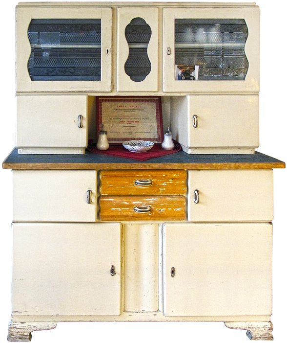 Sideboard, Kitchen Cabinet, Kitchen Buffet - Vintage Küche Transparent Clipart (591x720), Png Download