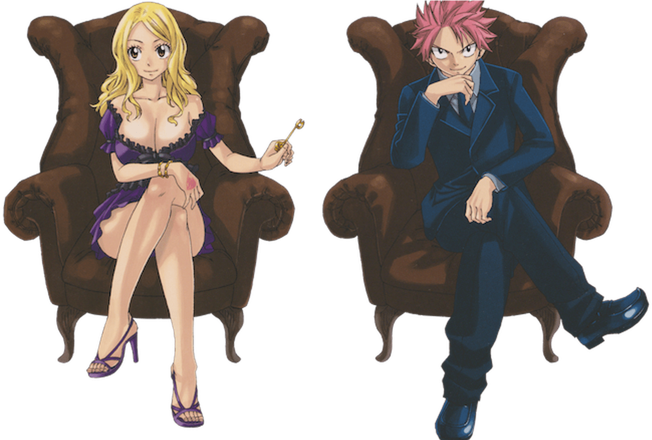 Natsu Dragneel En Costard , Png Download - Lucy Heartfilia Và Natsu Dragneel Clipart (1269x856), Png Download