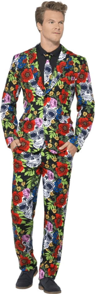 Adult Day Of The Dead Stand Out Suit - Suits That Stand Out Clipart (600x951), Png Download