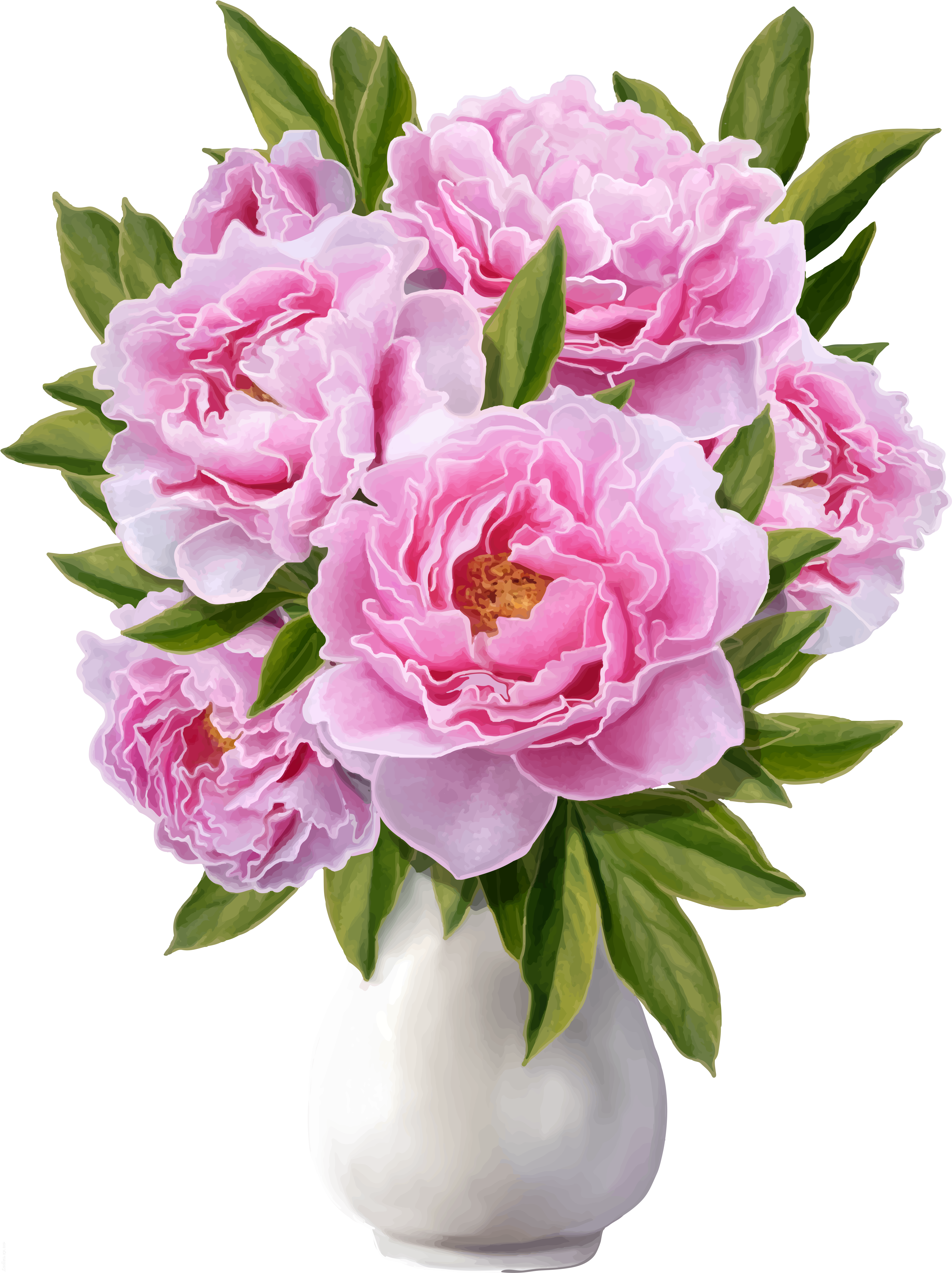 Bouquet Of Peonies Png - Flower Vase Png Peony Clipart (3744x5000), Png Download