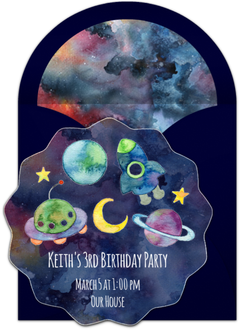 Outer Space Birthday Online Invitation - Earth Clipart (650x650), Png Download