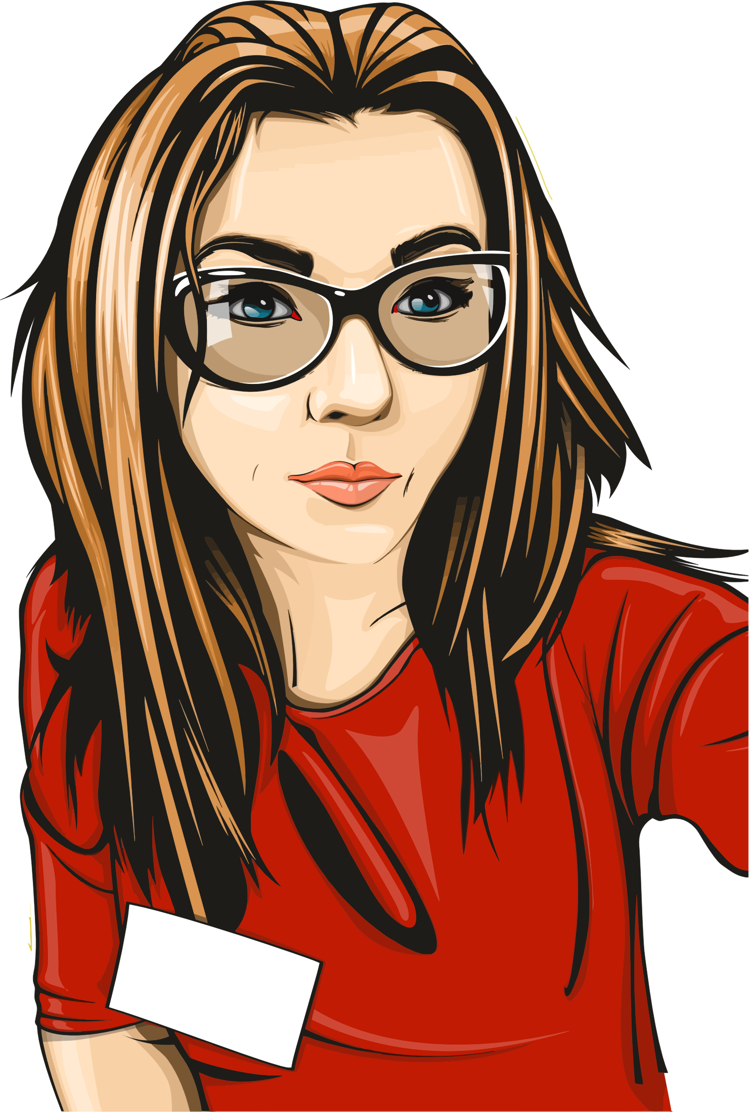 Girl With Eyeglasses Cartoon Clipart (1481x2198), Png Download