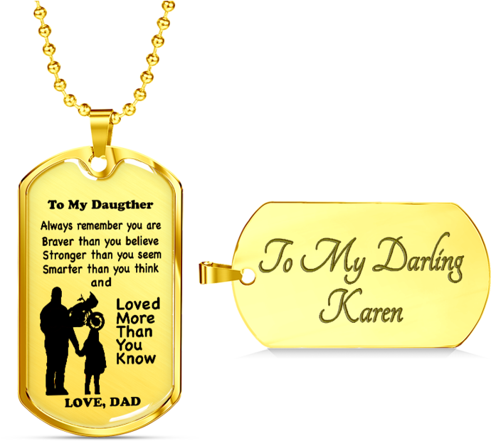 "to My Daughter" Tag Style Necklace - Dog Tag Necklace Chain Clipart (690x620), Png Download