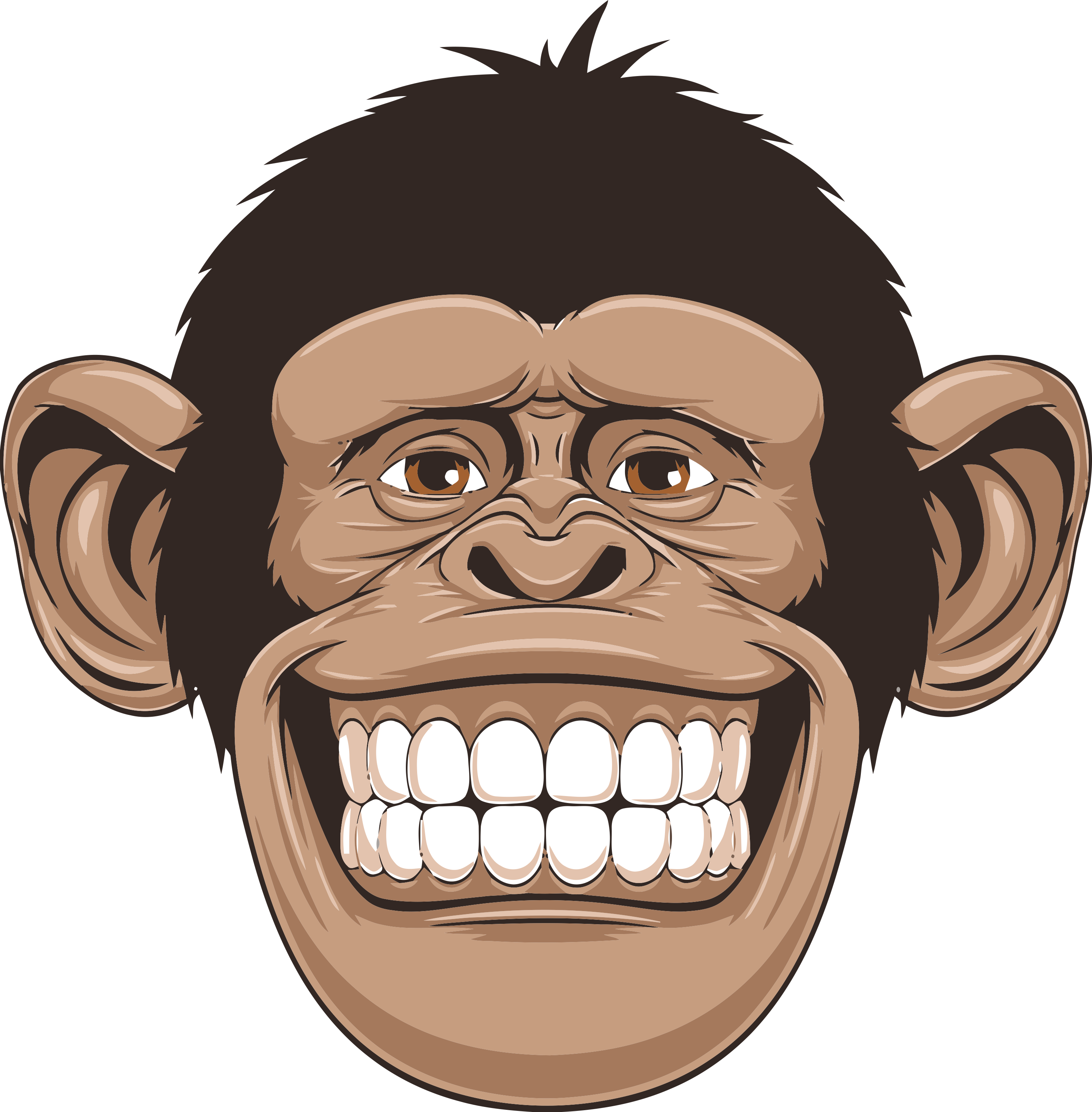Ape Drawing Face - Funny Monkey With Glasses Clipart (3000x3055), Png Download