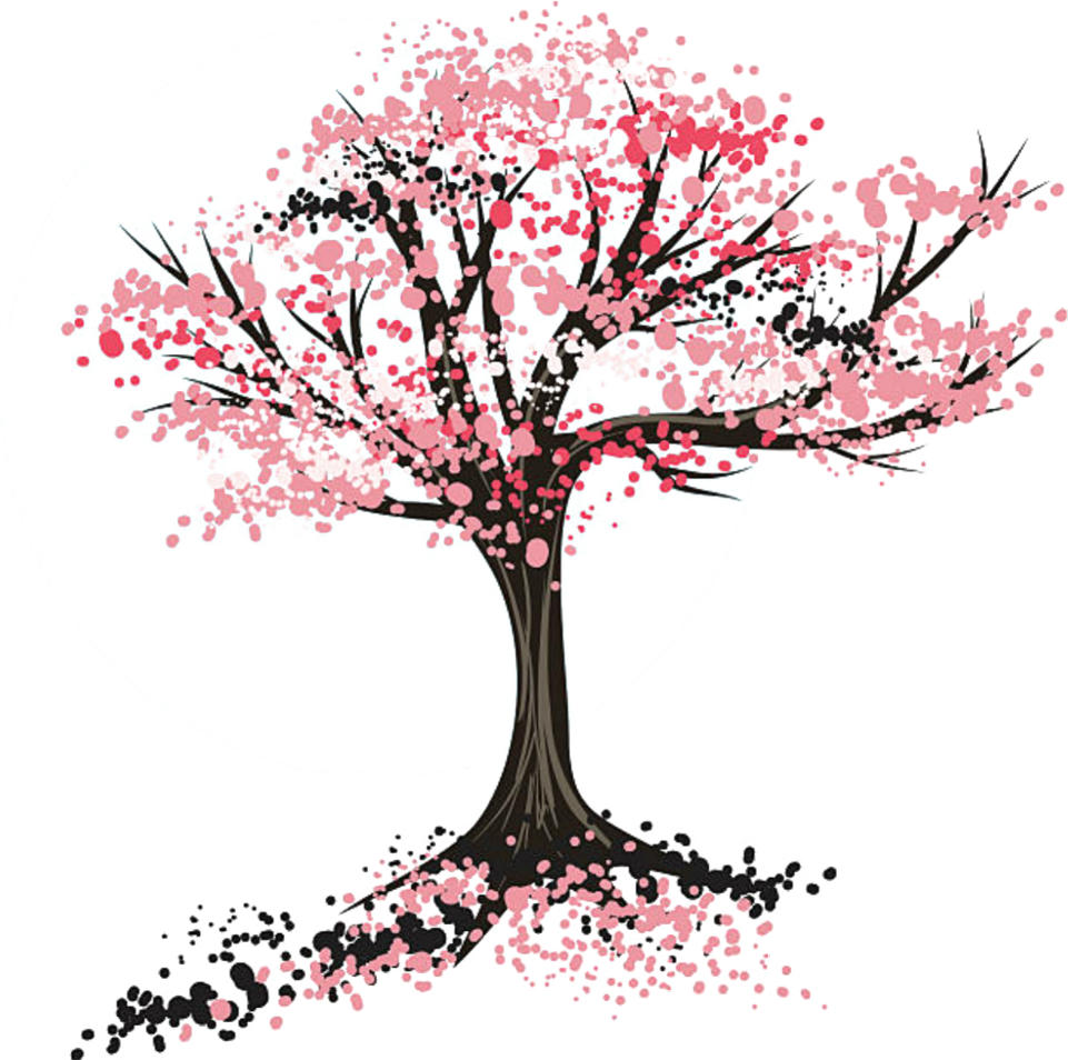 #sakura #tree#sticker - Cherry Blossom Tree Drawing Clipart (1024x1024), Png Download