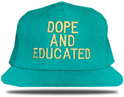 Teal Gold Corduroy Strapback Dope And Educated - Sun Hat Clipart (498x692), Png Download