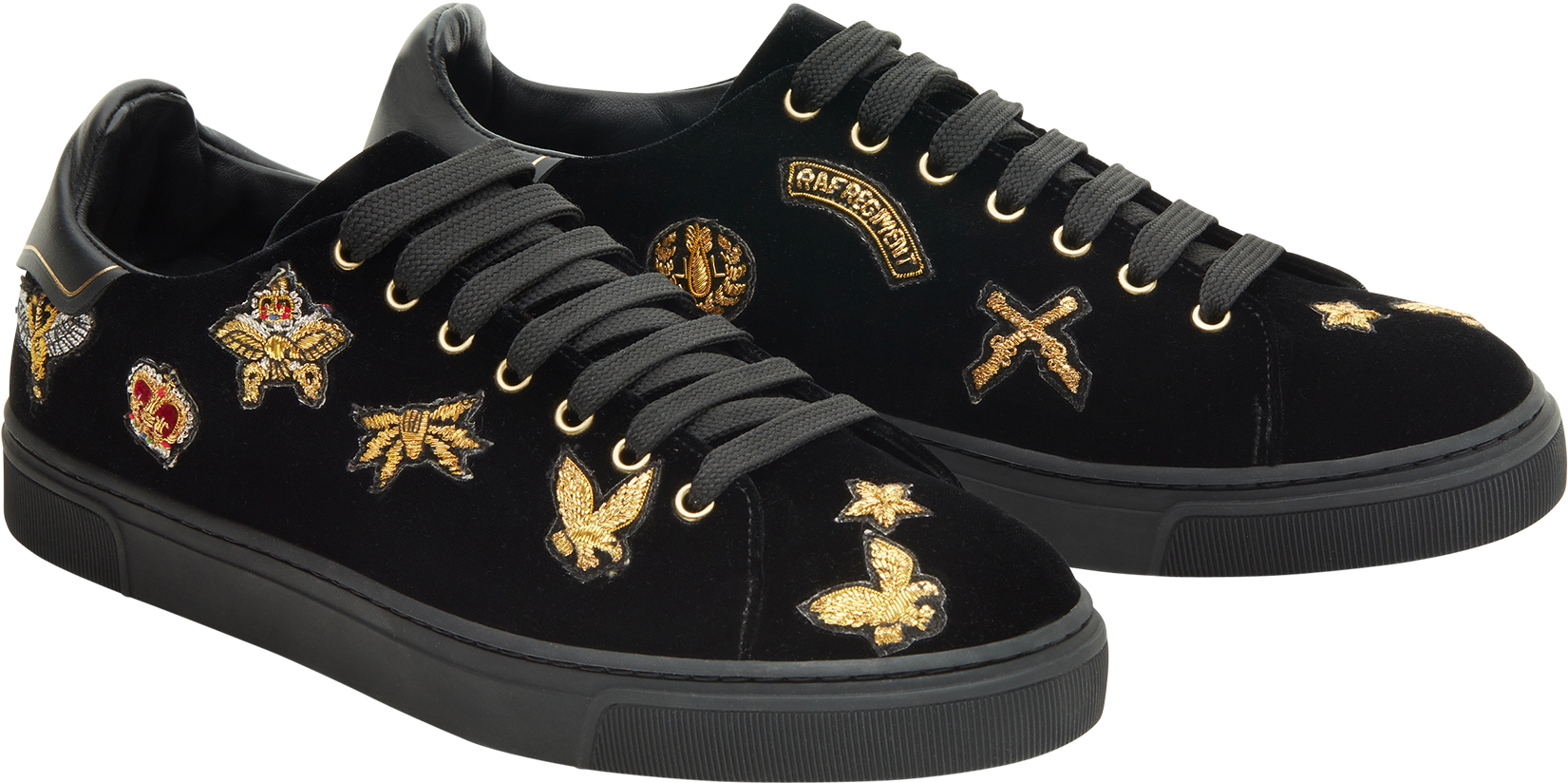 Low Top Sneakers With Embroidered Patches From Metallic - Skate Shoe Clipart (2048x1365), Png Download