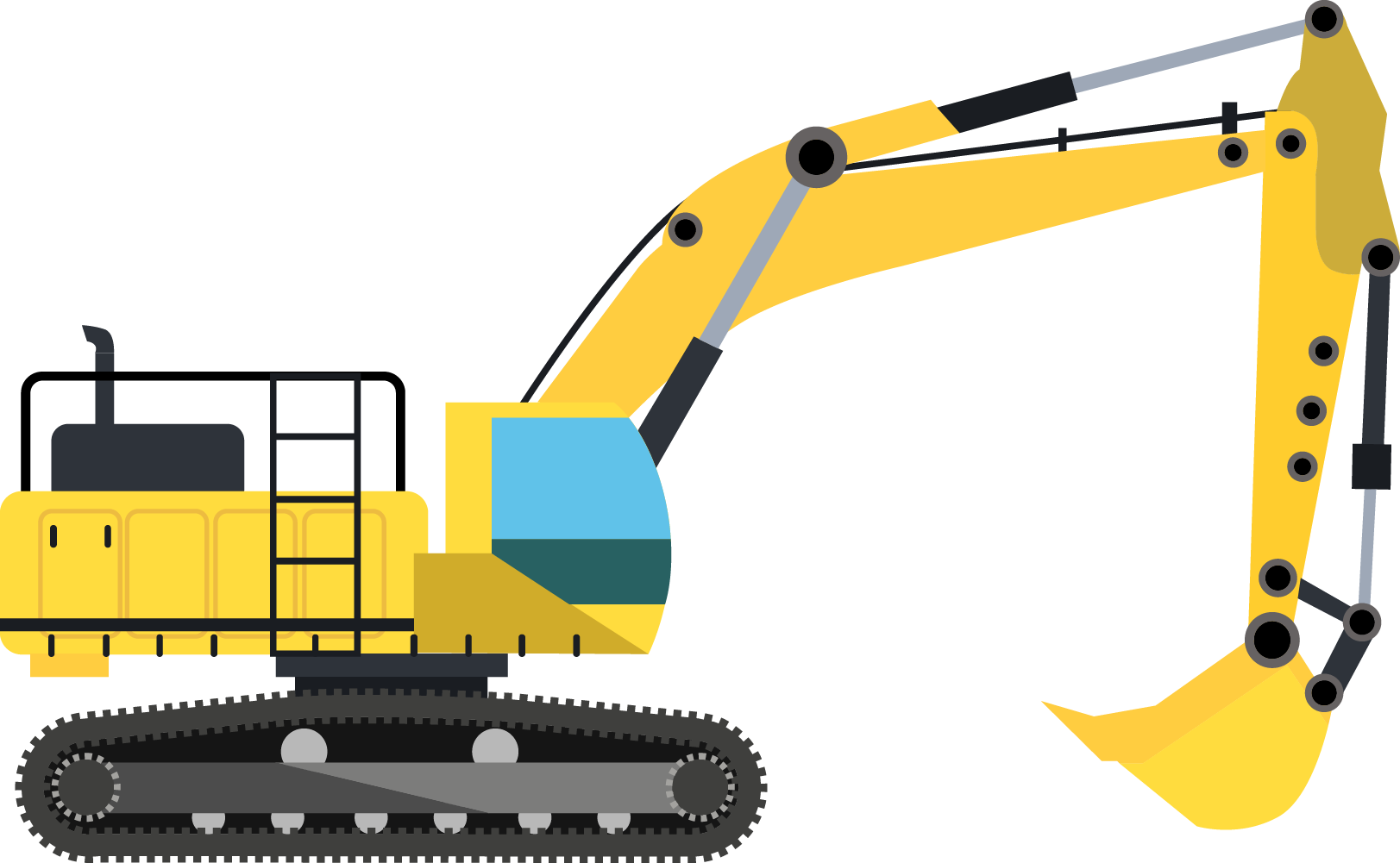 Excavator Architectural Engineering Machine Heavy Equipment - Transparent Excavator Clipart (1623x1001), Png Download