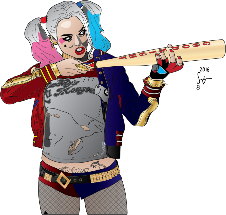 Margot Robbie As By - Harley Quinn Vector Png Clipart (916x872), Png Download