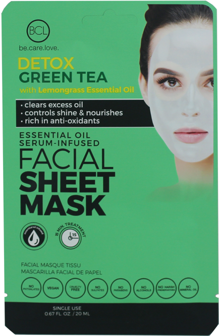 Essential Oil Facial Sheet Mask Green Tea - Face Sheet Mask Clipart (800x800), Png Download