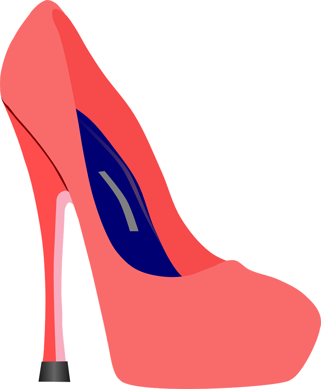 High Heels Pink Blue Stiletto Png Image - Красный Каблук Рисунок Clipart (1057x1280), Png Download