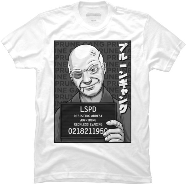 Prune Gang - White T-shirt - Monochrome Clipart (650x650), Png Download