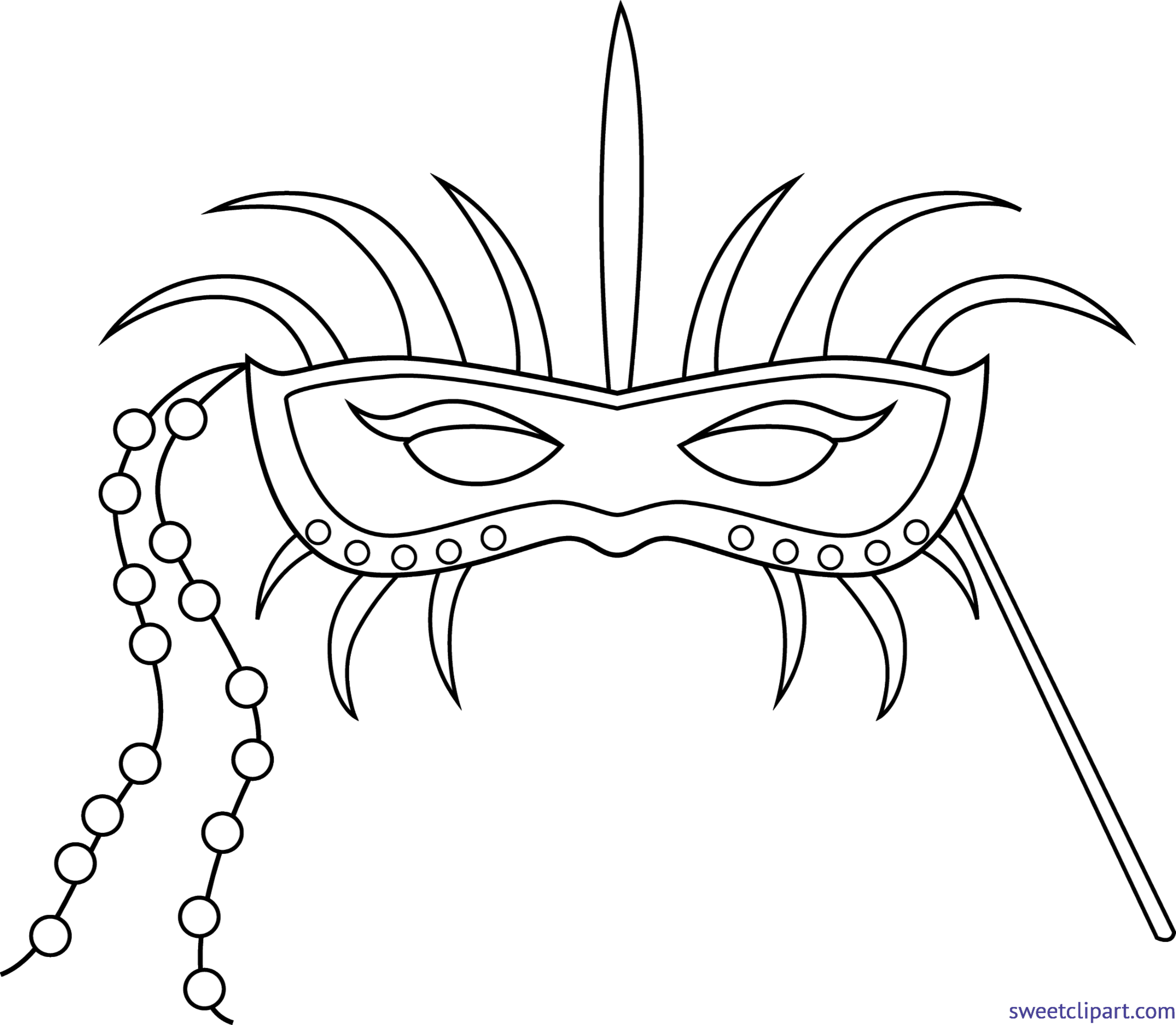 Png Freeuse Download Lineart Clip Art Sweet - Mardi Gras Masks Black And White Transparent Png (6362x5546), Png Download