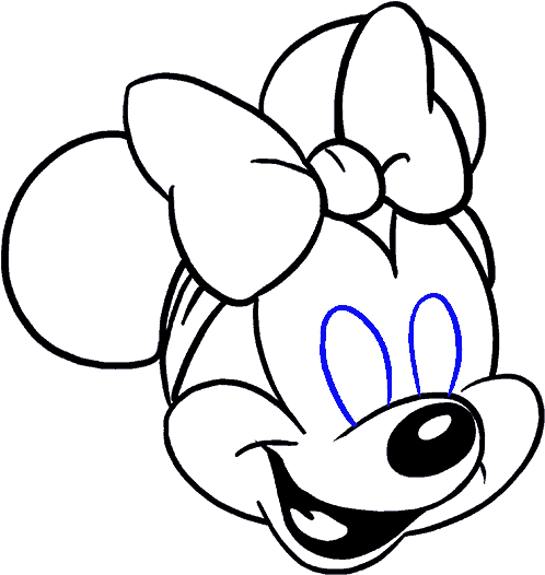 How To Draw In A Few Easy - Minnie Mouse Face Baby Clipart (678x600), Png Download