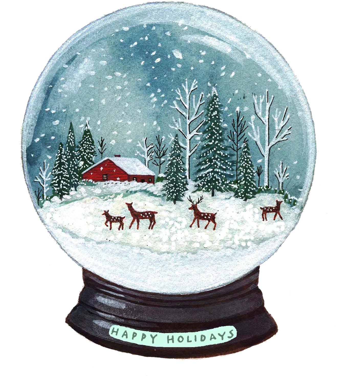 Snowglobe Drawing Pencil - Dibujos De Navidad Con Acuarela Clipart (1345x1600), Png Download