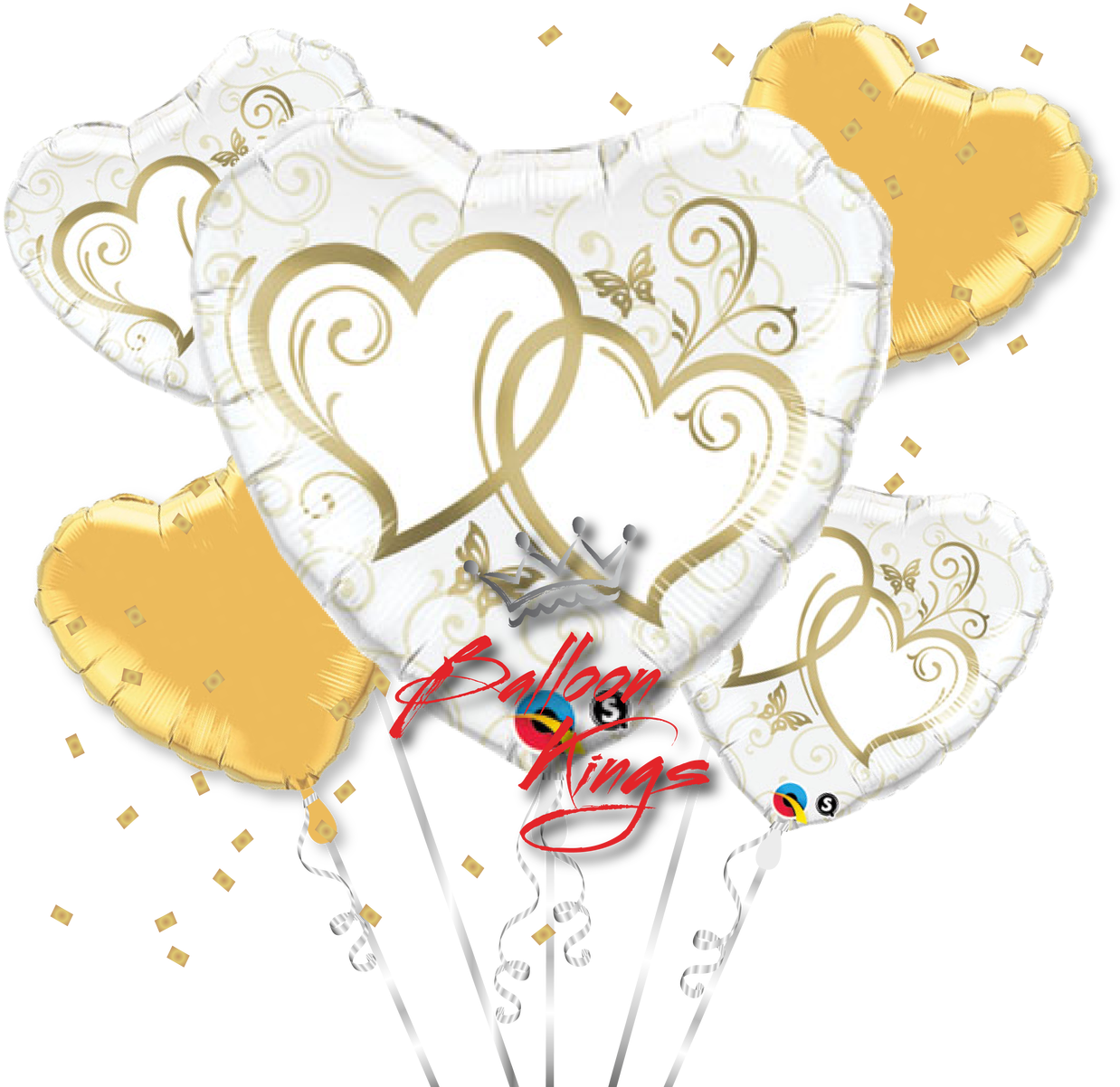 Entwined Gold Hearts Bouquet - Qualatex 17244 Clipart (1238x1202), Png Download