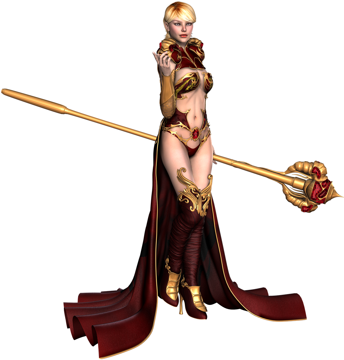 Girl Fantasy Medieval Dress Red Png Image - Female Fantasy Medieval Warrior Clipart (1280x1280), Png Download