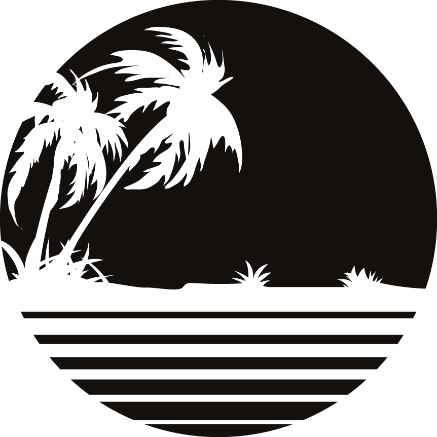 Party Beach Silhouette Labels Png - Beach Silhouette Label Png Clipart (862x862), Png Download