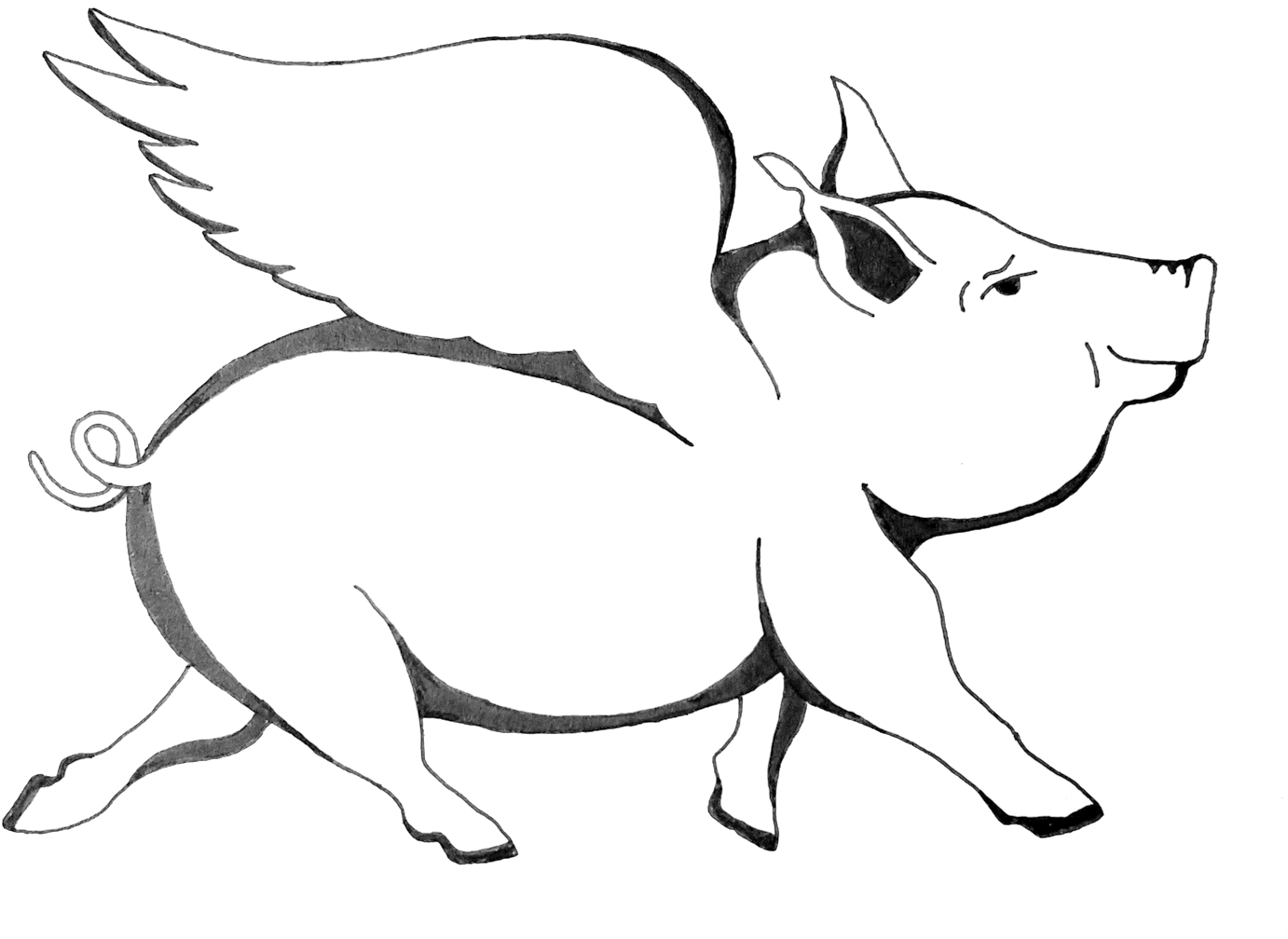 Flying Pig Png - Flying Pig Clipart Transparent Background (1500x1082), Png Download
