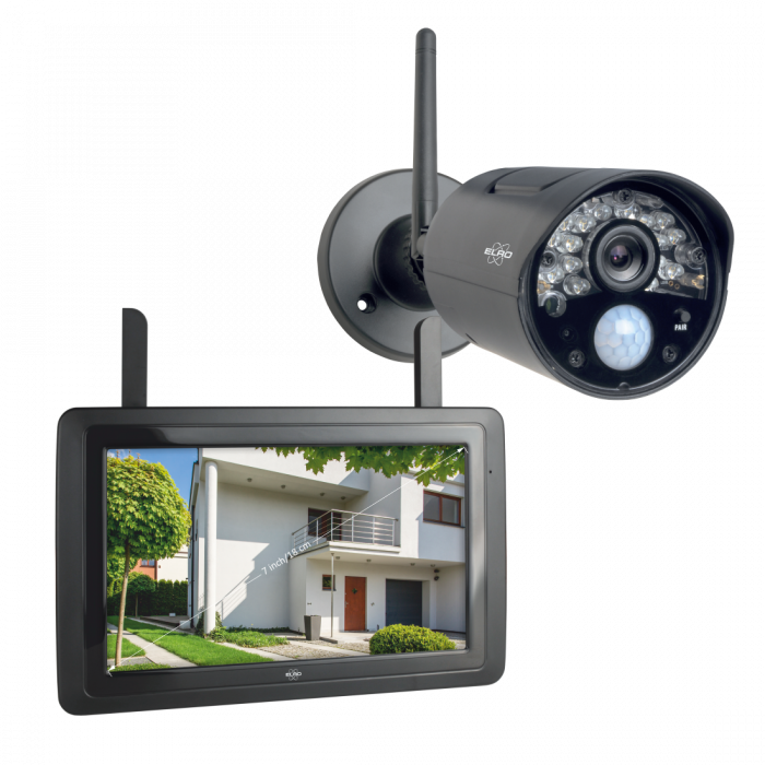 Wireless Security Camera Set With 7" Screen And App - Elro Cz60rips Ip Camera Set Clipart (700x700), Png Download